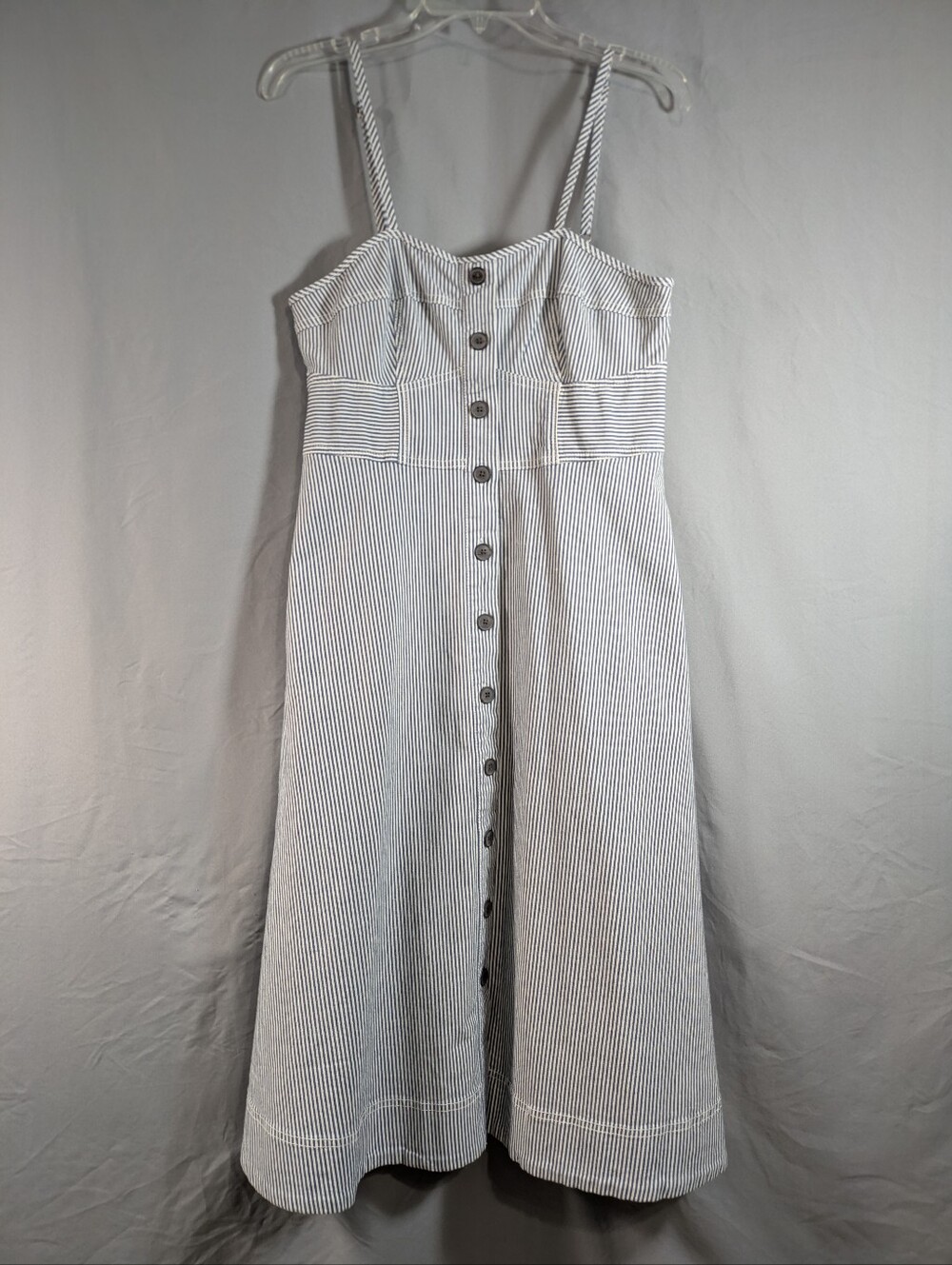 NWT Universal Thread Denim Corset Midi Dress – Size M, Blue & White Stripe
